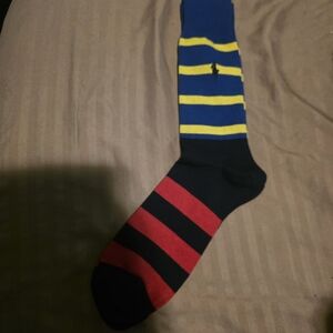 NWOT Polo Ralph Lauren Striped Blue, Yellow, Red, and Black Men's Sock